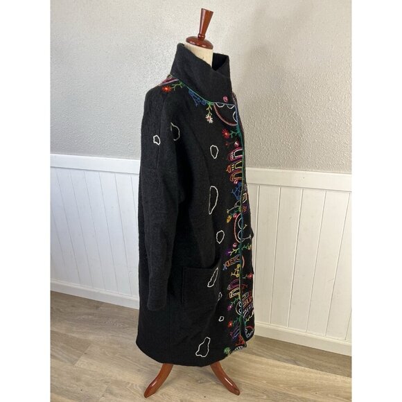 Mumami Coat 2X Boho Embroidered Artistic Amsterdam Windmill Wearable Art To Wear - Picture 10 of 16